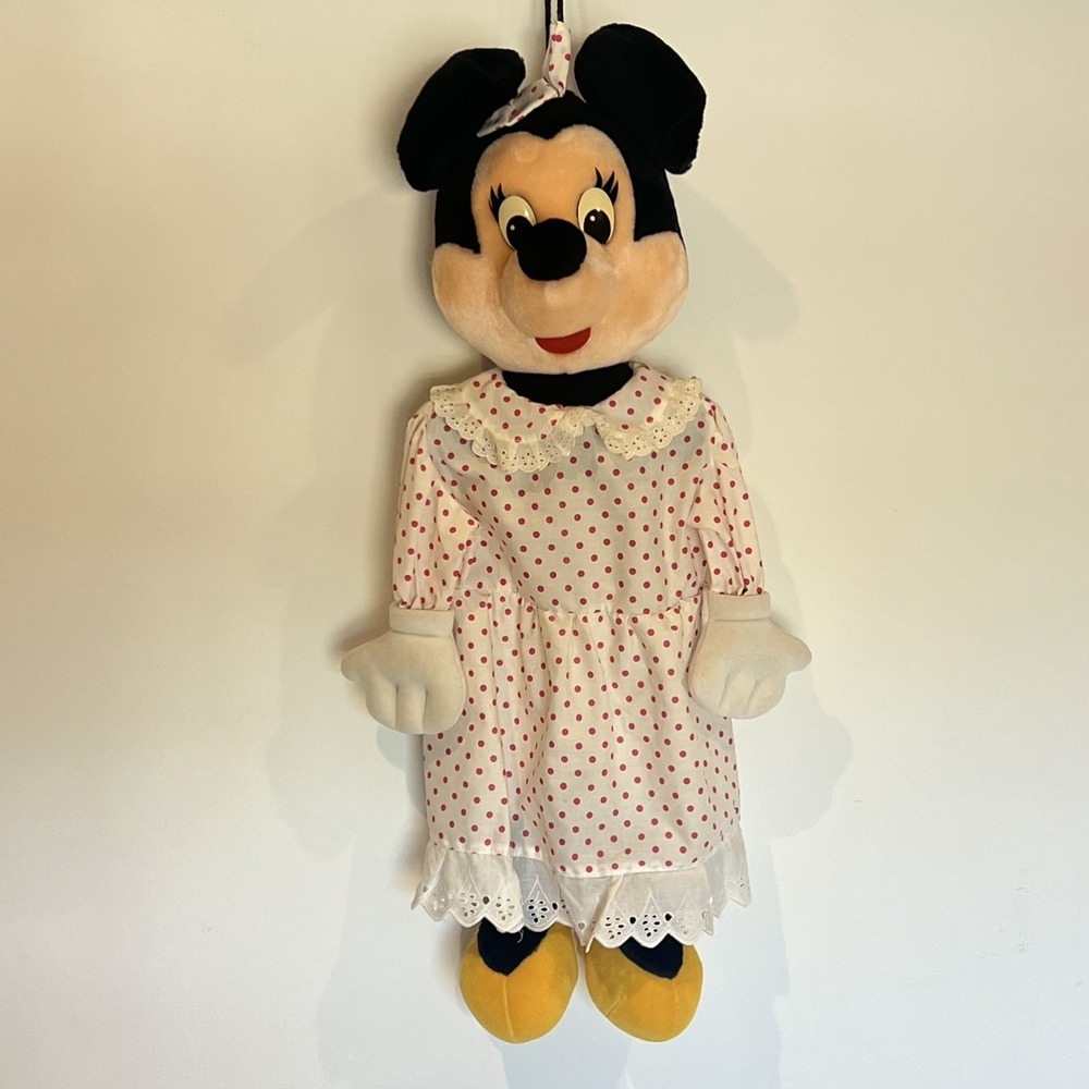 25" Vintage Disneyland Minnie Mouse Hanging Pajama Bag Polka Dot RARE Plush WDW